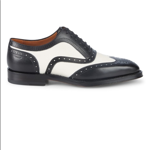 BALLY Black/White Leather Wing Tipped Dress Shoes--Size 9.5 main image 5